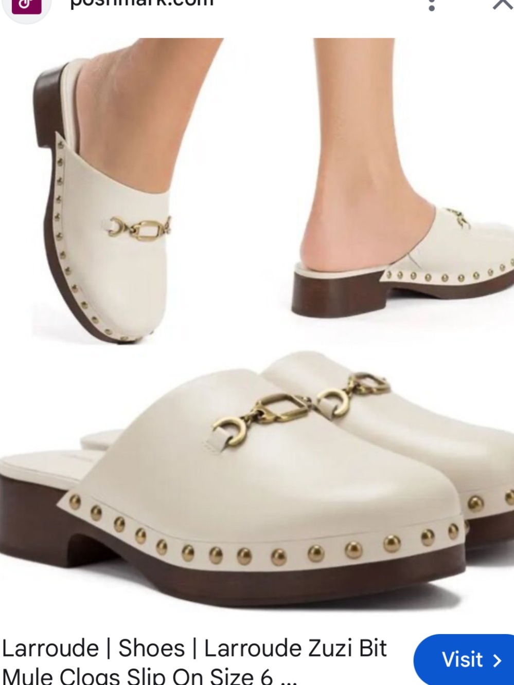 Larroude Zuzi Bit Mule Clogs Slip on Size 8.5 Ivory Cream